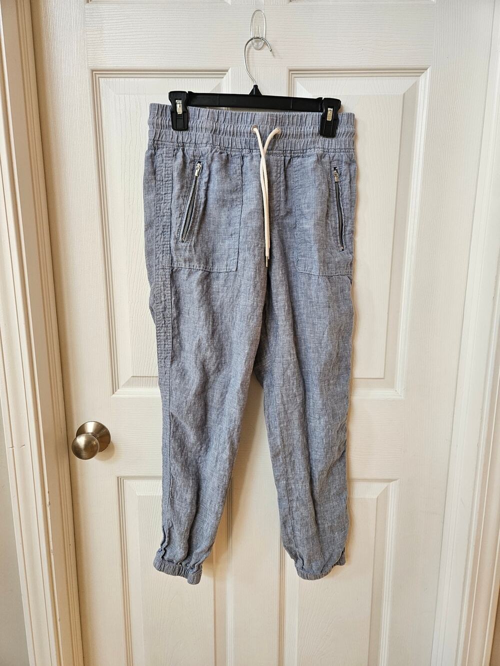 Athleta Cabo Linen Joggers Blue Chambray Women Size 4